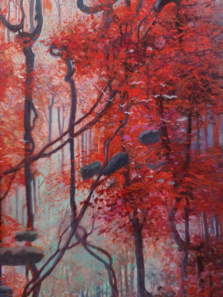 Forêt rouge verticale détail